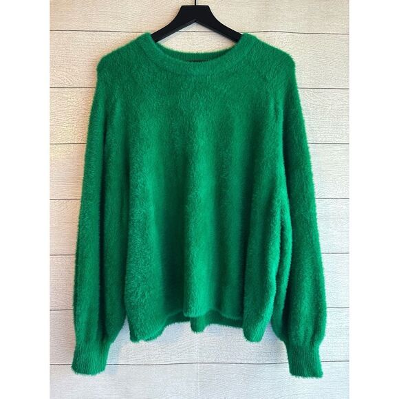 Aerie Fluffy Crew Sweater Alpine Green Medium - Picture 3 of 11